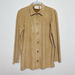 Liz Claiborne Liz & Co Petite Suede-look Button Down Size P